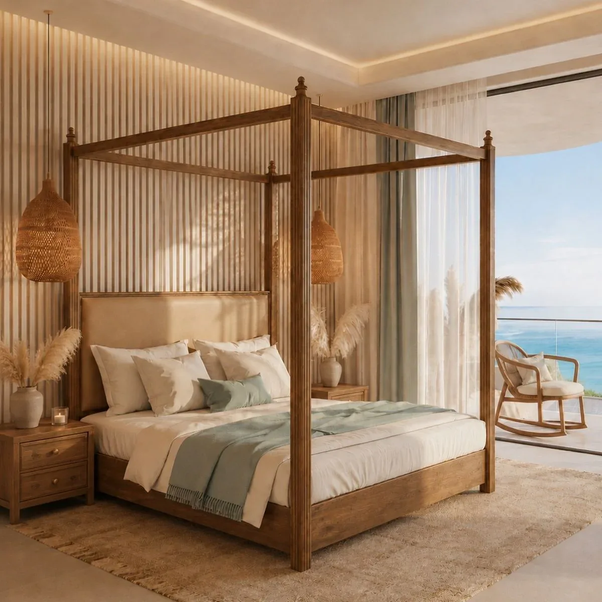 Vertical Slat Hardwood Bed - Treescape Living Design TS-BED-13