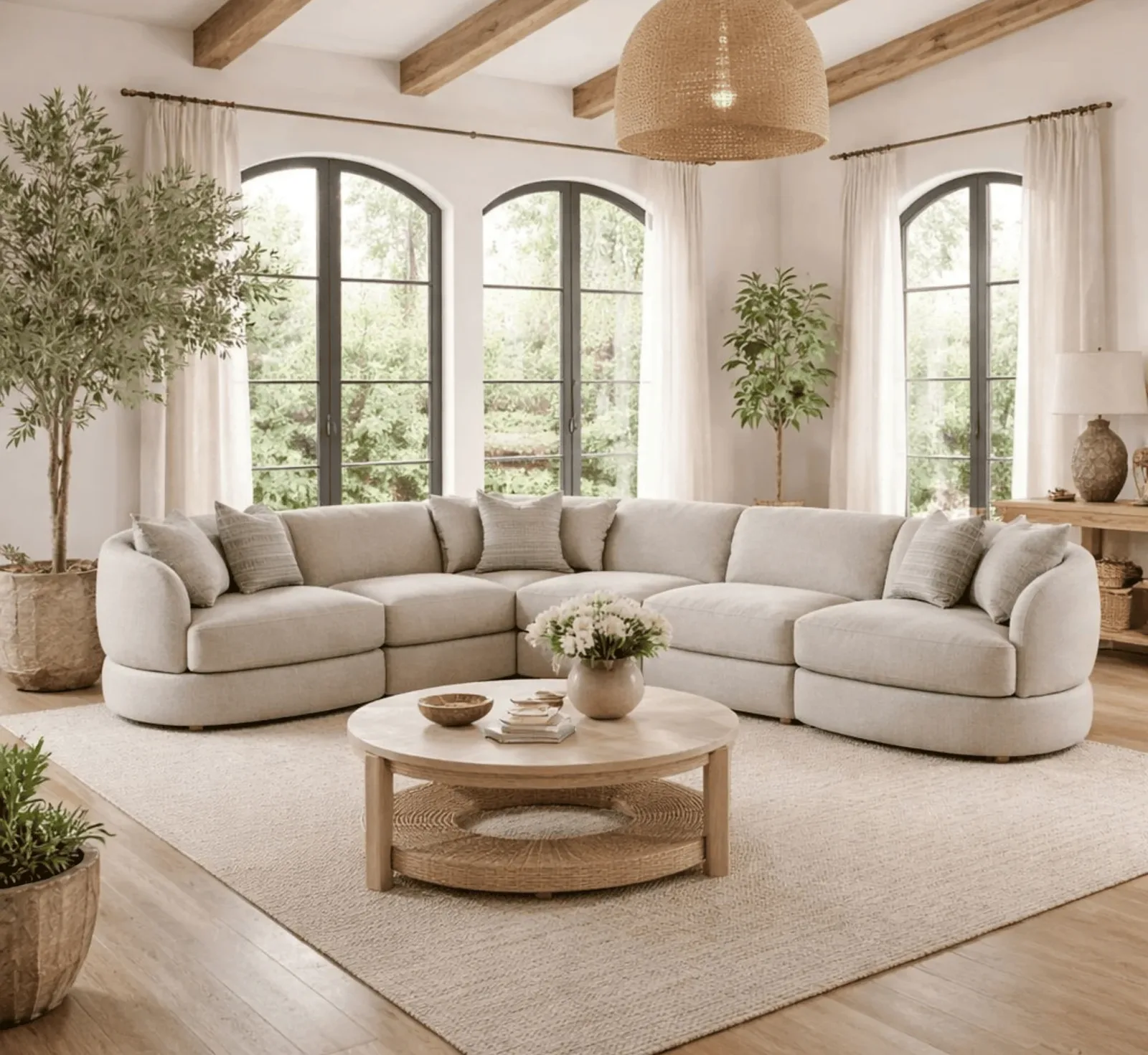 Boutique Curved Ivory Sofa Suite - Treescape Living Design TS-LIV-40
